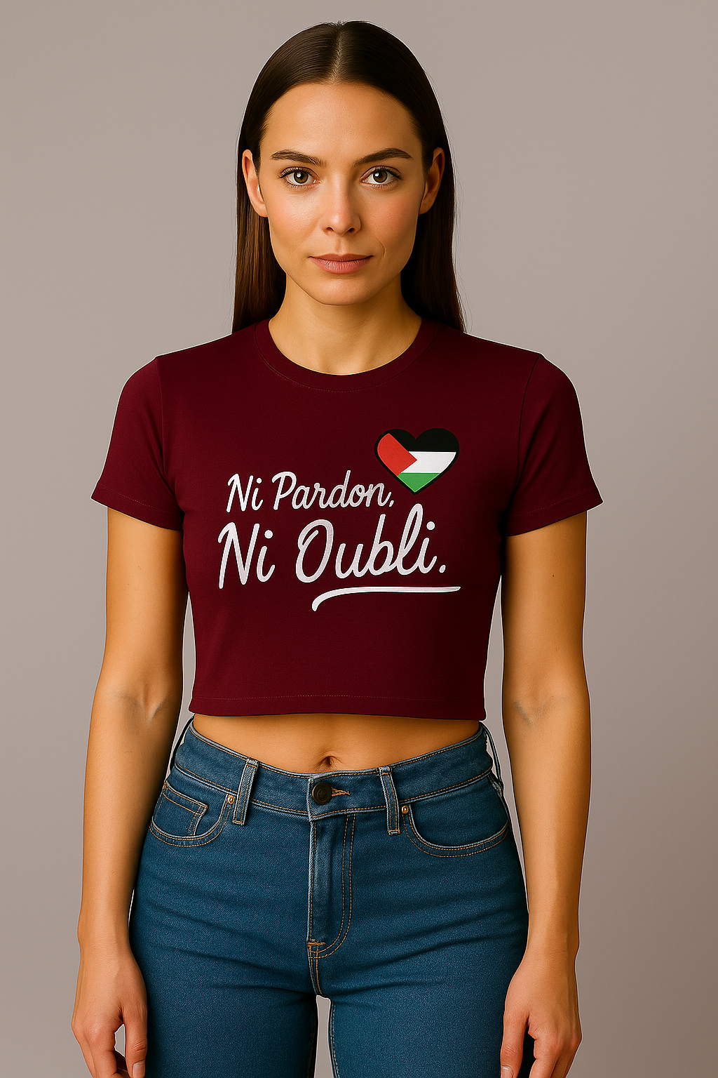 Crop top à manches courtes pour femme - Ni Pardon Ni Oubli