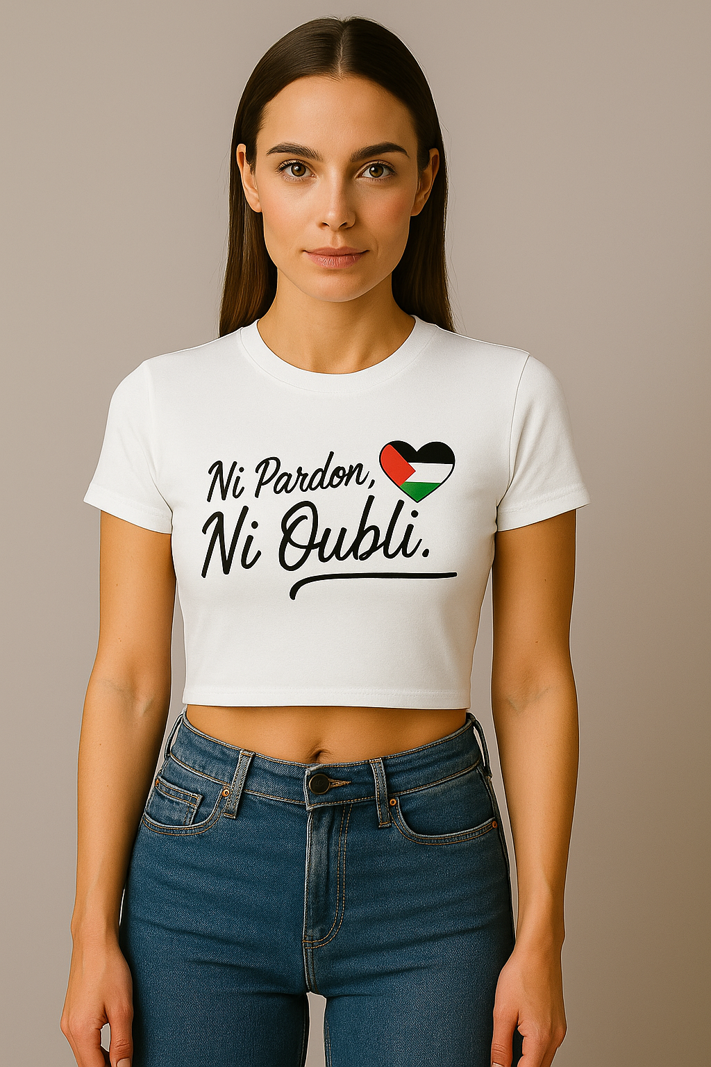 Crop top à manches courtes pour femme - Ni Pardon Ni Oubli