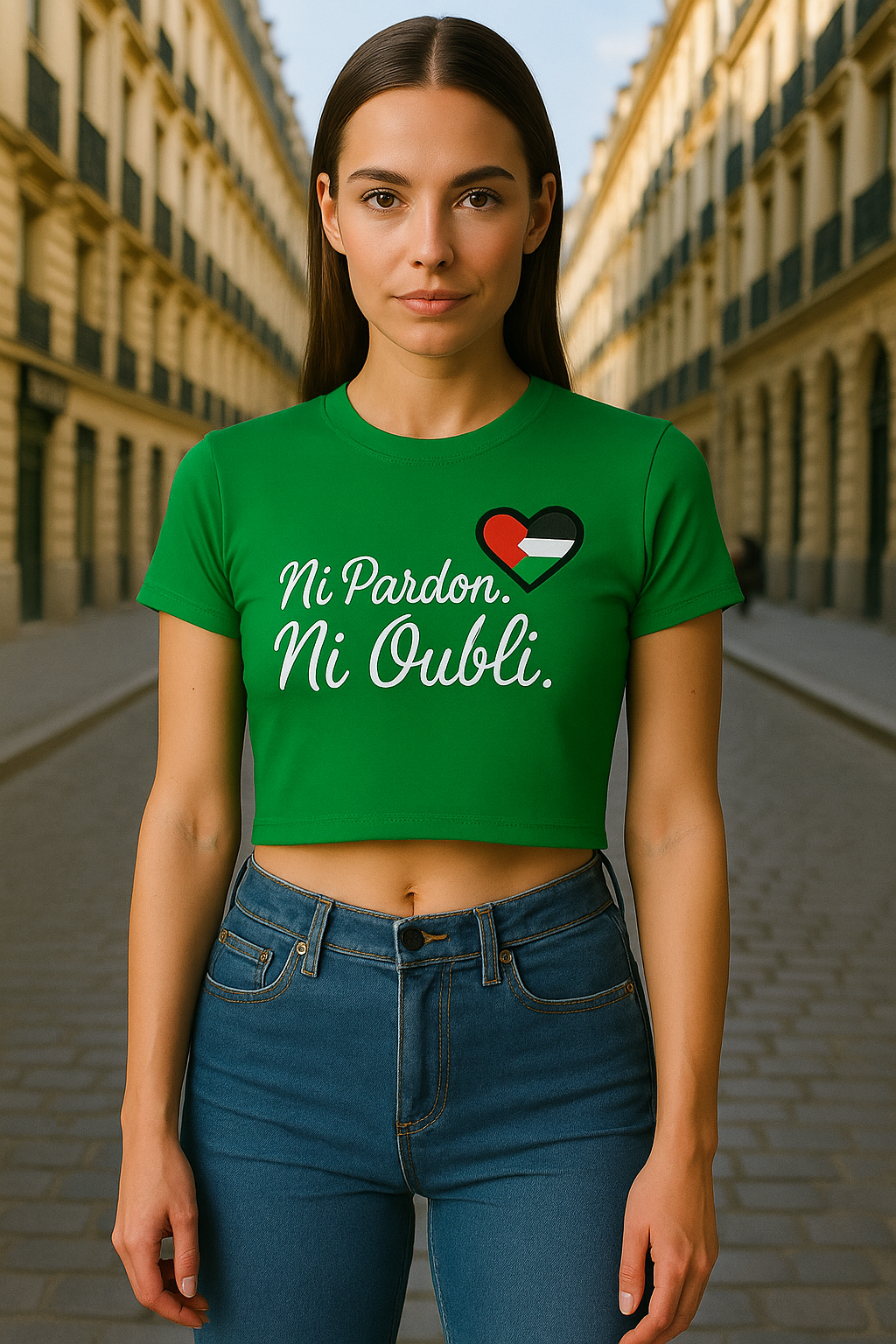 Crop top à manches courtes pour femme - Ni Pardon Ni Oubli