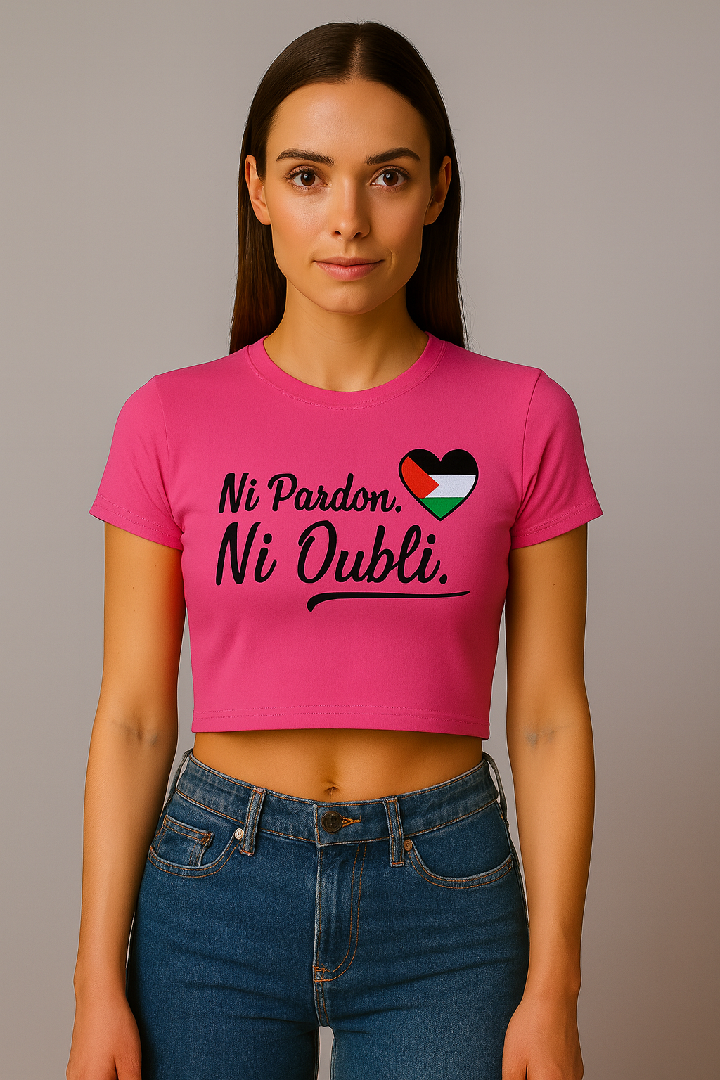 Crop top à manches courtes pour femme - Ni Pardon Ni Oubli